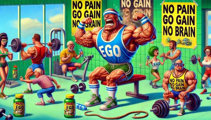 Fitness Witze und Bodybuilder im Fitnessstudio.