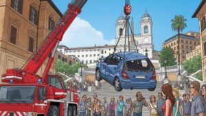 Auto auf spanischer Treppe.